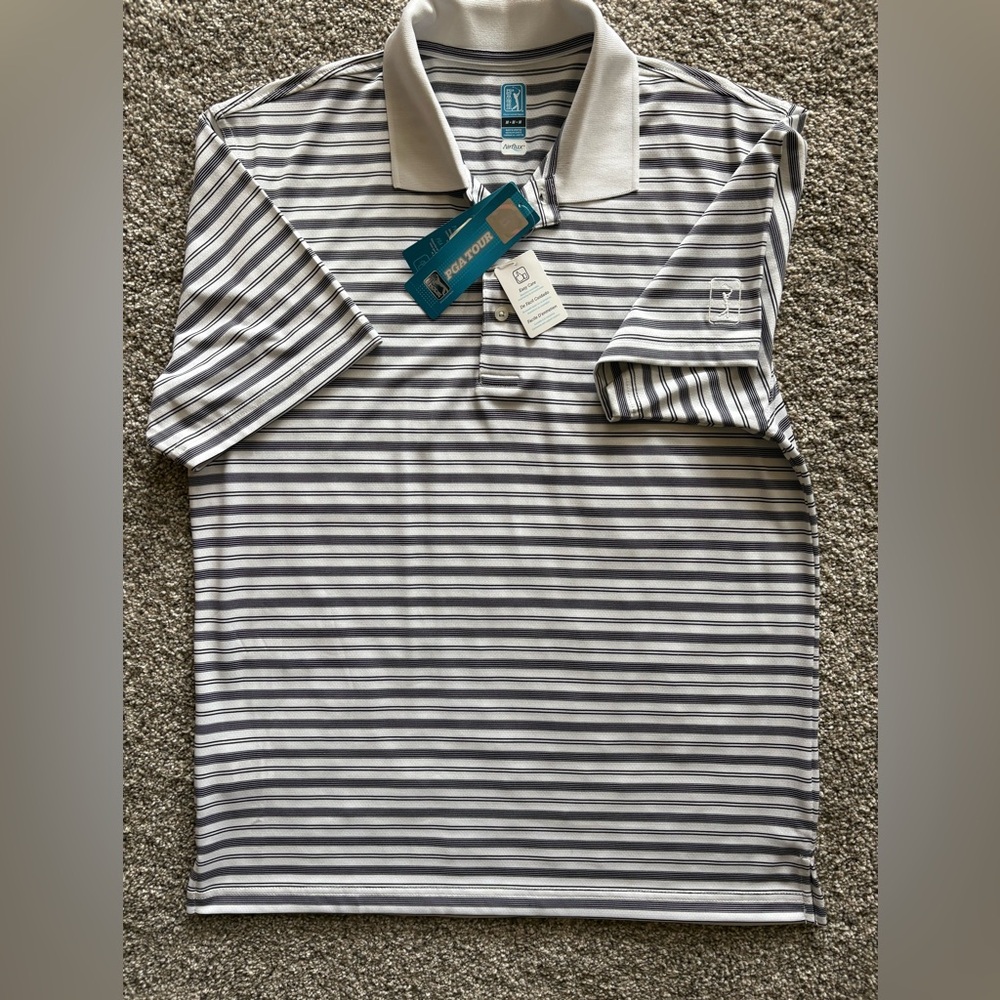 PGA Striped Golf Polo Shirt